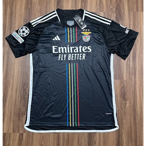 Adidas Benfica 2023/24 Away Black Football Soccer Jersey Men's Size 3XL (HA8870) - Picture 1 of 12